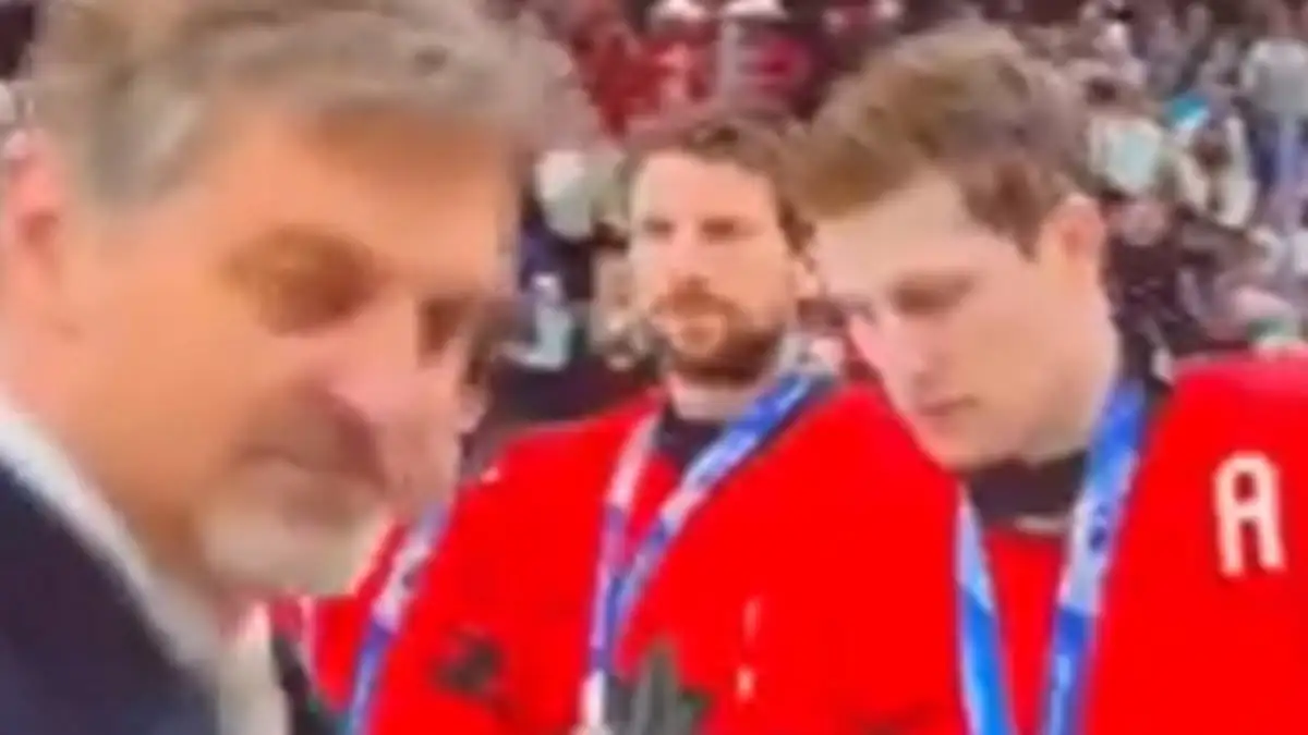 Furious Canada hockey star goes viral for awkward moment he's given a stuffed toy after losing gold to USA - 2