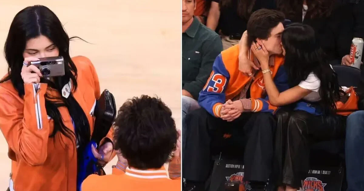 Kylie Jenner gets a kiss from Timothee Chalamet as she helps cheer on his beloved Knicks after he 'ditched' her at Met Gala - 2
