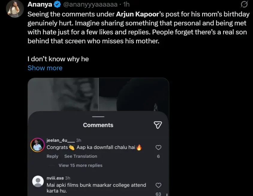 Amid brutal trolling, Arjun Kapoor admits 'life has been cruel' to him, expresses his pain to late mom Mona Shorie Kapoor: 'I'll see you again soon' - 1