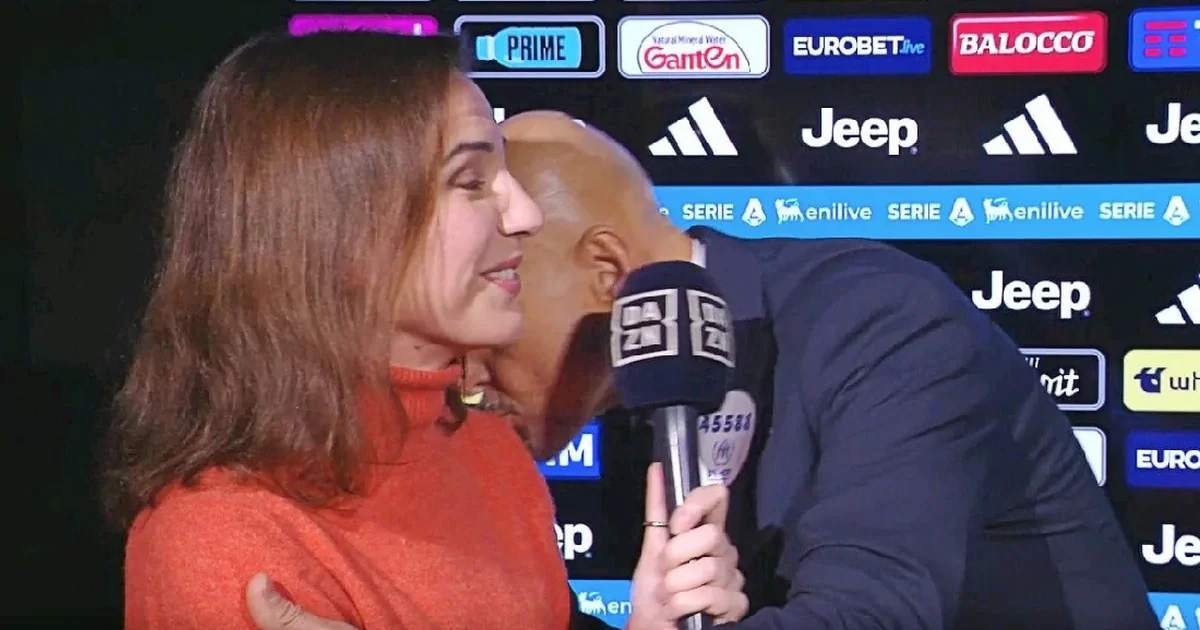 'It's not harassment': Pitchside football reporter sticks up for Juventus manager after he kissed her live on air mid-interview - 4