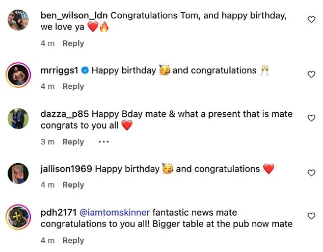 Thomas Skinner announces wife Sinead is pregnant with their fourth child in sweet post - months after his Strictly 'affair' scandal and claims show bosses 'rigged' the public vote - 3