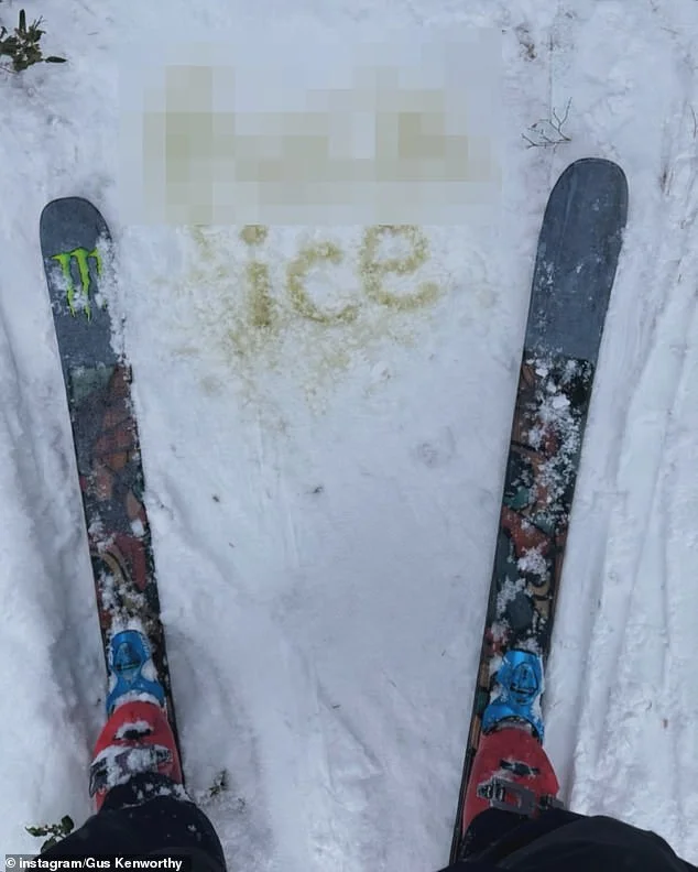 Winter Olympics 'traitor' who ditched America to compete for Team GB posts photo 'urinating' the words 'F*** ICE' in the snow - just as JD Vance arrives in Milan - 1
