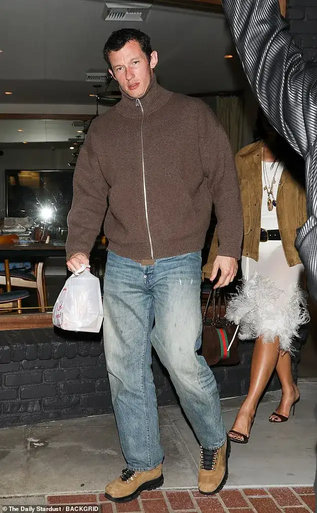 Dua Lipa stuns in a sheer feathered dress as she joins her fiancé Callum Turner for a romantic dinner date in Los Angeles - 1