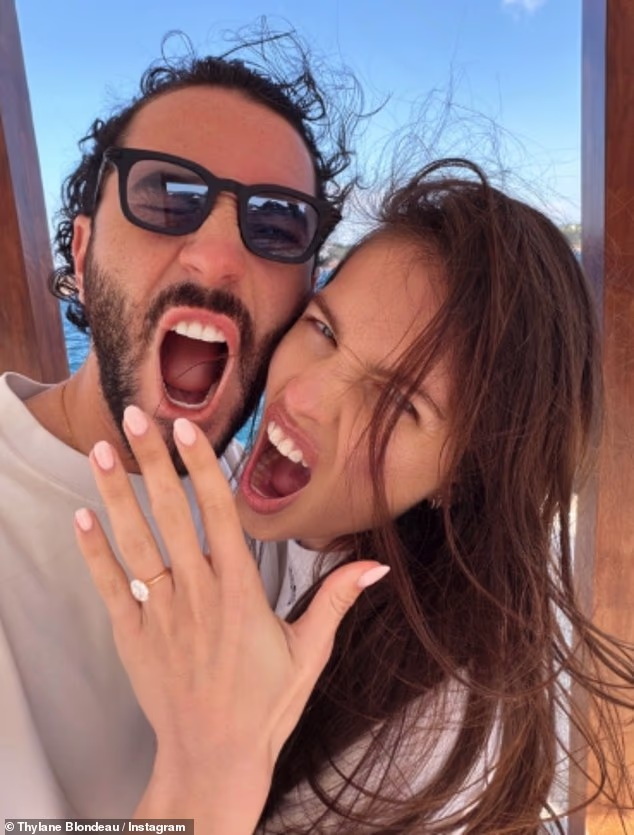 Thylane Blondeau is engaged: 'Most beautiful girl in the world' confirms she will marry French actor Ben Attal as she shares snaps of his Greek proposal and her stunning ring - 1