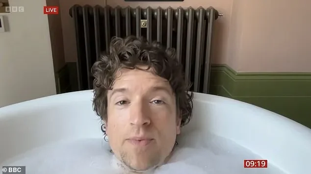 Greg James recovers from incredible 1000km Comic Relief bike challenge with a soak in a bath LIVE on BBC Breakfast - after raising £4million for charity - 1