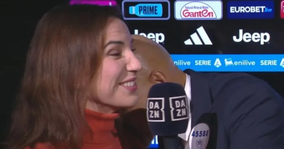 'It's not harassment': Pitchside football reporter sticks up for Juventus manager after he kissed her live on air mid-interview - 3