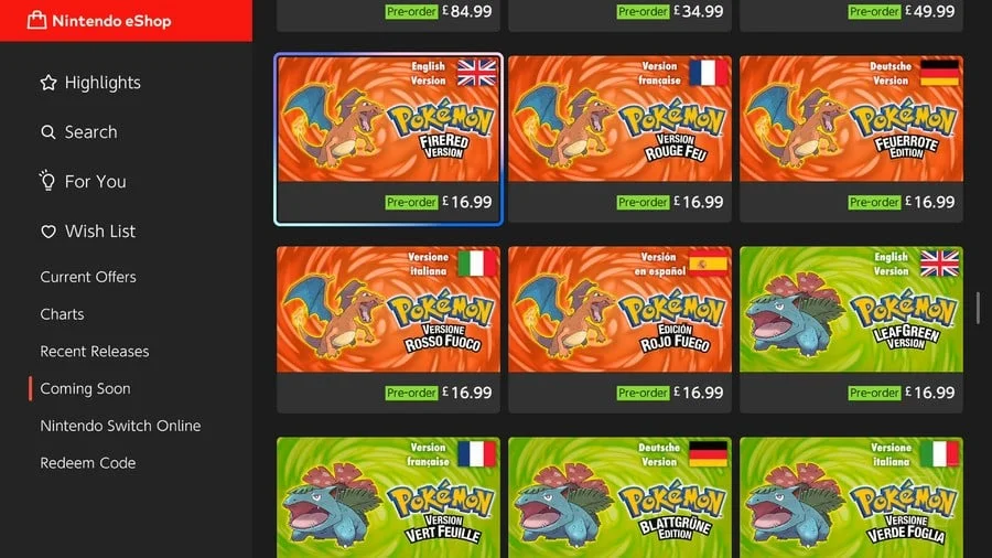 Pokémon Fire Red and Leaf Green Get Nintendo Switch Launch Next Week, Priced at $20 Each - 1