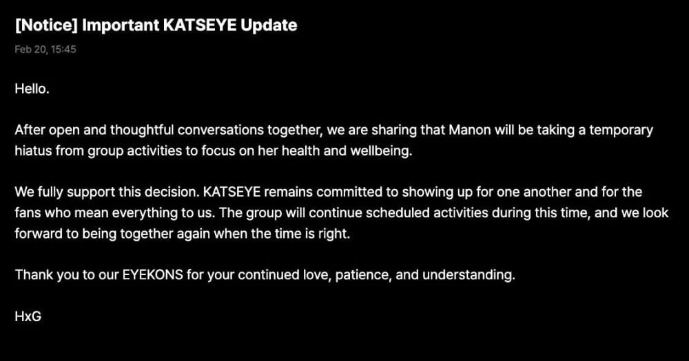 Katseye's Manon to take 'temporary hiatus' to focus on health - 3
