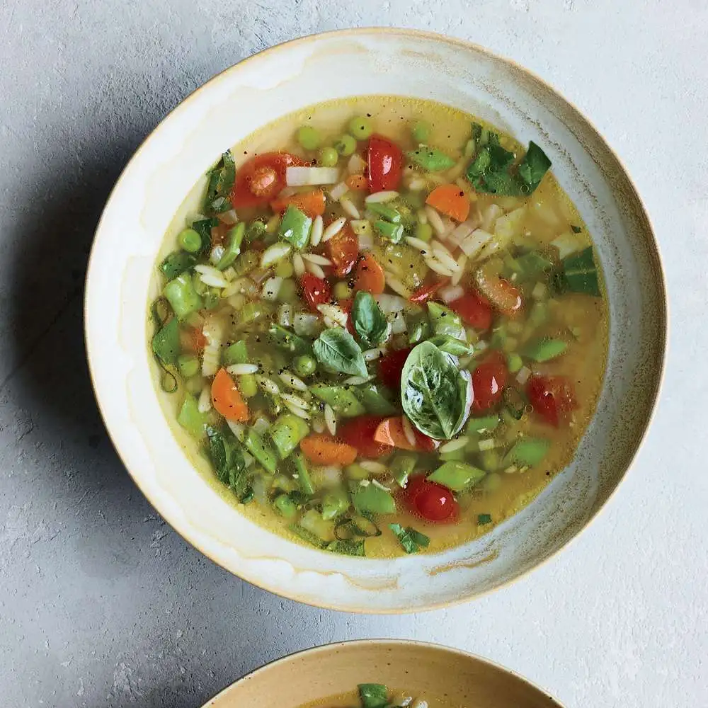 Chicken Soup with Orzo and Spring Vegetables - 1