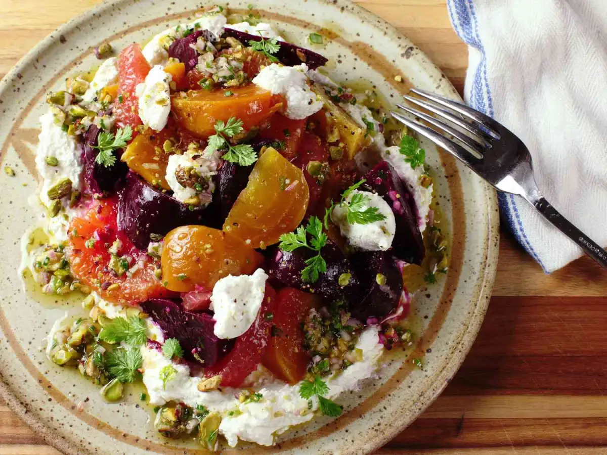 Beet and Snap Pea Salad With Ricotta - 1